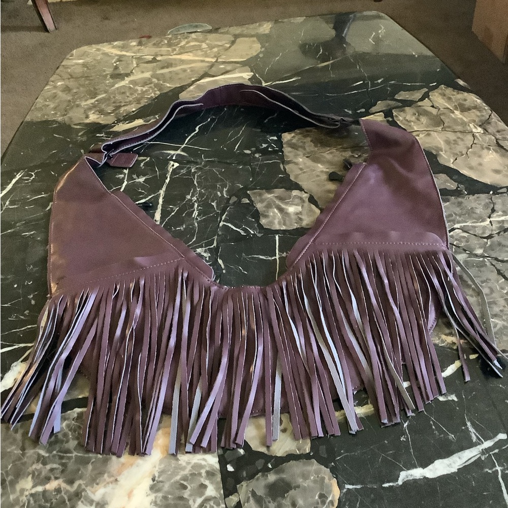 Sash limited edition premium vegan leather fringe hands free crossbody bag